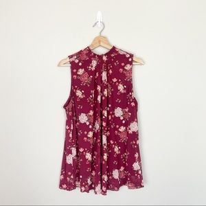 Torrid 0X Maroon Floral High Neck Blouse